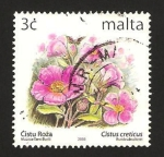 Stamps Malta -  flores, cistus creticus