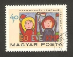 Stamps Hungary -  2005 - 50 anivº del Partido, niños y banderas