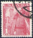 Stamps Spain -  ESPAÑA 1948 1032 Sello General Franco y Castillo de la Mota 1p Usado Espana Spain Espagne Spagna Spa