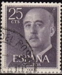Stamps Spain -  ESPAÑA 1955 1146 Sello General Franco 25cts Usado Espana Spain Espagne Spagna Spanje Spanien 