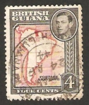 Stamps Guyana -  george VI, mapa