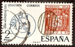 Stamps Spain -  Día Mundial del Sello. Parrilla y fechador de Sevilla