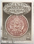 Stamps : America : Argentina :  75 aniversario casa de moneda