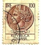 Stamps : Europe : Italy :  REPVBBLICA ITALIANA 100 LIRES