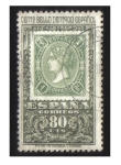 Stamps : Europe : Spain :  (1689) Centenario del sello dentado. Sello de 1 real de 1865 