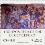Stamps Chile -  “450 AÑOS CIUDAD DE CONCEPCION”