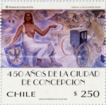 Stamps Chile -  “450 AÑOS CIUDAD DE CONCEPCION”