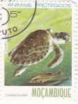Stamps Mozambique -  animales protegidos- tortuga marina