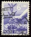 Stamps Italy -  Hand planting an olive tree