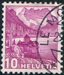 Stamps Switzerland -  SERIE TURÍSTICA 1936. CASTILLO DE CHILLÓN Y DIENTES DEL SUR. Y&T Nº 291a