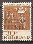 Stamps Netherlands -  350a Aniv de la Universidad de Groningen.AG monograma.