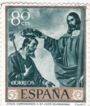 Stamps Spain -  PINTURA-Jesús Coronando a San José  -(Francisco de Zurbarán) (R)