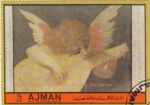 Stamps United Arab Emirates -  Rosso Florentino- Angel tocando la guitarra