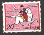 Stamps North Korea -  1536 - Caballeros de la época Koguryo, llamada con un Olifante
