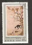 Stamps North Korea -  1493 A - Pintura con animales, de Li Am