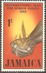 Stamps Jamaica -  LLAMAS  EN  MANOS  PROTECTORAS  DE  LOS  DERECHOS  HUMANOS