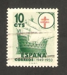 Stamps Spain -  1067 - Pro Tuberculosos, carabela