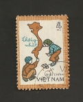 Stamps Vietnam -  Niños dibujando mapa Vietnam unificado