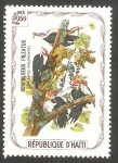 Stamps Haiti -  Fauna, ceophloeus pileatus