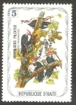 Stamps Haiti -  Fauna, ceophloeus pileatus