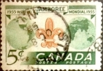 Stamps Canada -  Intercambio cr3f 0,20 usd 5 cent 1955