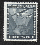 Stamps Chile -  Dos Aviones sobre el Globo
