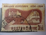 Stamps Australia -  Railway Centenary 1854-1954.
