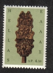 Stamps Greece -  Rueca de madera con los Santos de Jorge y Bárbara