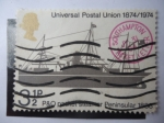 Stamps United Kingdom -  Universal Postal Union 1874-1974- PyO Packet Steamer Peninsular 18880.