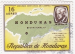 Stamps Honduras -  mapa de Honduras