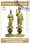 Stamps So Tom and Prncipe -  campeonato mundial de ajedrez-rey y reina