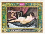 Stamps Yemen -  pintura dama desnuda- Diego Velazquez