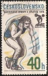 Stamps Czechoslovakia -  Campeonato europeo de atletismo - lanzamiento de bola