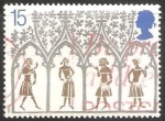 Stamps United Kingdom -  Campesinos del siglo XIV desde vitrales