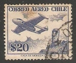 Stamps China -  Avion sobrevolando la isla de Pascua y un moai