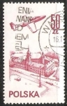 Stamps Poland -  Plane over Warsaw castle