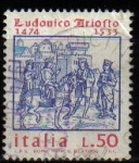 Stamps Italy -  ITALIA 1974 Scott 1159 Sello Poeta Lodovico Ariosto Ilustracion sobre el Rey Orlando Furioso Usado