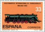 Stamps : Europe : Spain :  CONGRESO INTERNACIONAL DE FERROCARRILES (Málaga) Locomotora Santa Fé