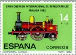 Stamps : Europe : Spain :  CONGRESO INTERNACIONAL DE FERROCARRILES (Málaga) Locomotora antigua