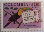 Stamps : America : Colombia :  Aves de Colombia Ramphastos Sulfuratus