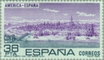 Stamps : Europe : Spain :  AMÉRICA-ESPAÑA (Sevilla puerto con las indias S.XVI. - Francisco Palomo)