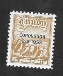 Stamps United Kingdom -  Lundy - Coronación 2-6-1953, - frailecillos