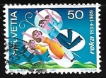 Stamps Switzerland -  Familia dentro de una mariposa