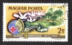 Stamps Hungary -  Dr. Albert Schweitzer, Globe, Cruz Roja, palomas mensajeras