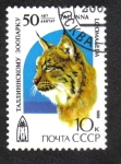 Stamps Russia -  Zoológico de Tallin, 50 ° aniversario, Lince eurasiático (Lince lince)