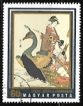 Stamps Hungary -  Geisha in boat by Yeishi