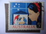 Stamps Australia -  Navidad 1964 - Niña mirando la escena Navideña