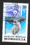Stamps Mongolia -  Vuelo polar de Graf Zeppelin, 50 aniversario. Zorro polar (Vulpes lagopus)