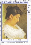 Stamps So Tom and Prncipe -  RETRATO DE MAE-HOMENAJE A PICASSO