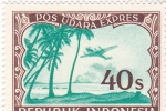 Stamps Indonesia -  PAISAJE Y AVIÓN 
